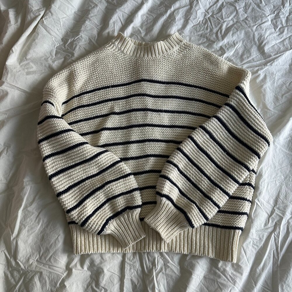 Alex Mill Button-Back Crewneck Striped Sweater (Size M)